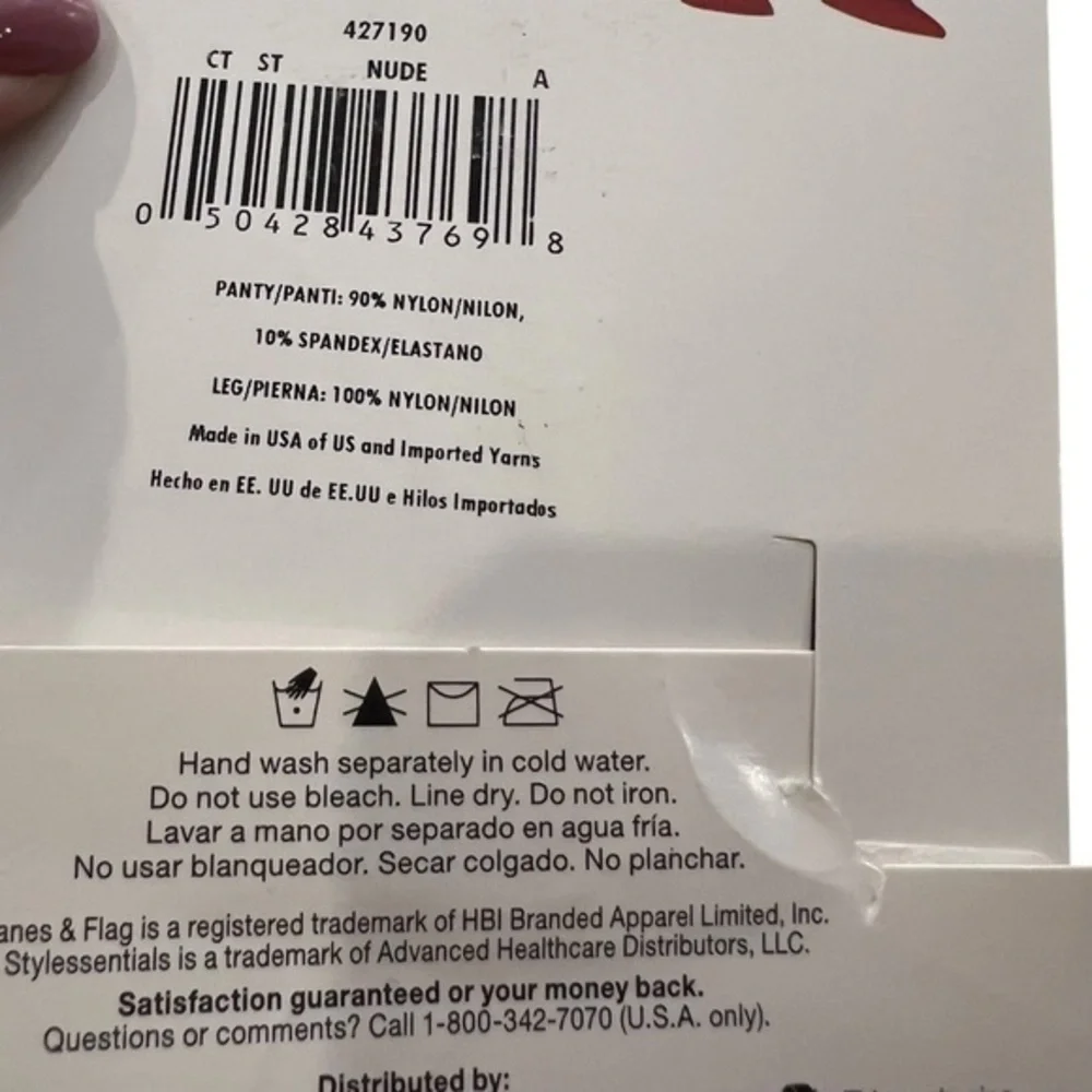 Hanes Stylessentials Control Top Pantyhose 2 Pack Nude Size A Sheer‎ Leg & Toe